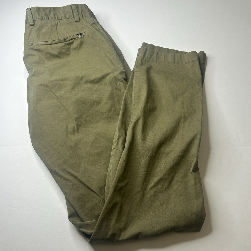 SPOKE London Sharps Chinos Mens 33 Build B Olive Green Stretch Cotton Pants